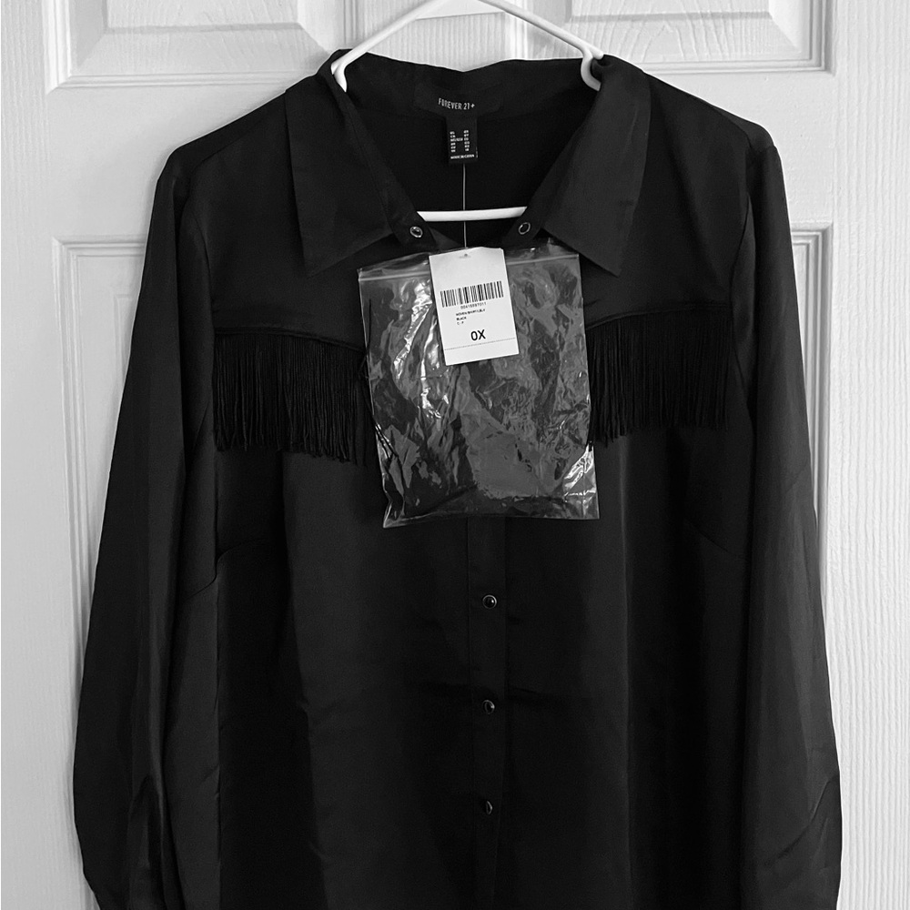 Forever 21 Black Collared BLOUSE
